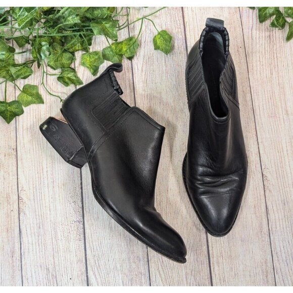 ALEXANDER WANG Kori Black Leather Rose Gold Block Heel Ankle Boots Size 38 - Picture 1 of 14